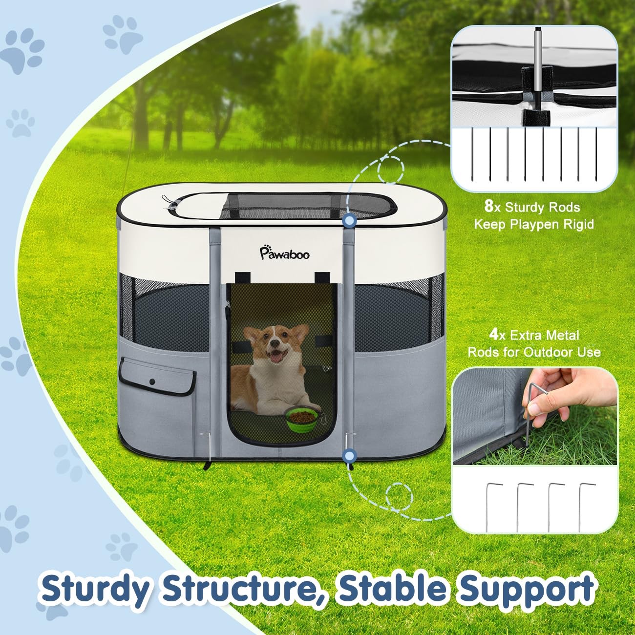 Pawaboo - Recinto plegable para mascotas (tipo corral exterior)