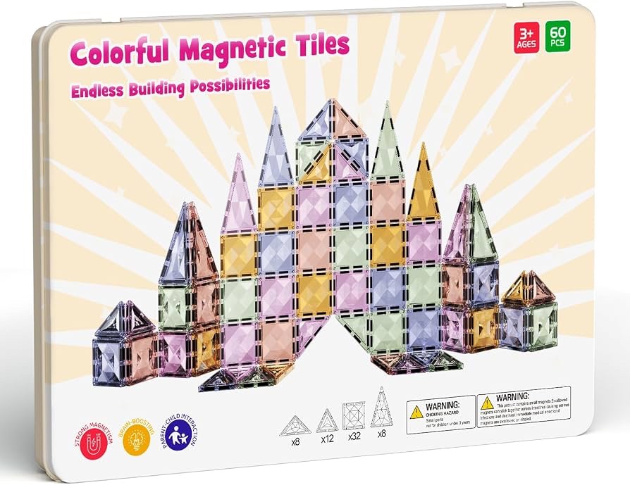 Juegos de baldosas magnéticas coloridas (60 piezas)