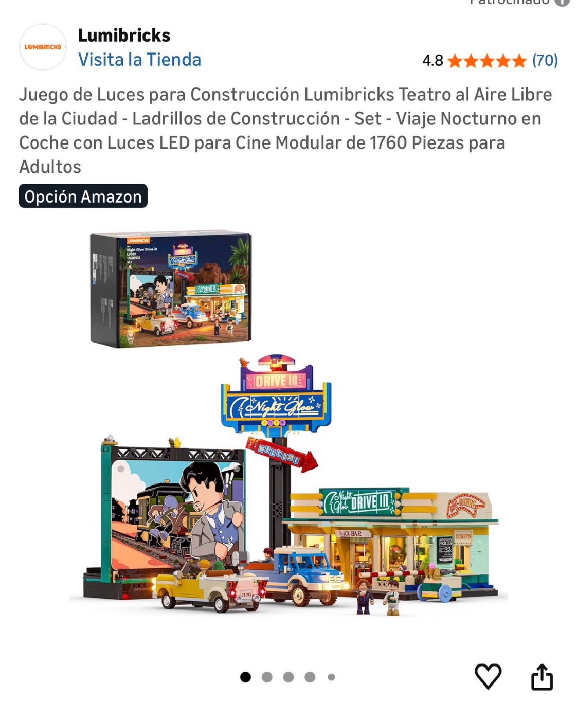 LumiBricks Juego de luces para construcción “City Drive-In” (1760 piezas)