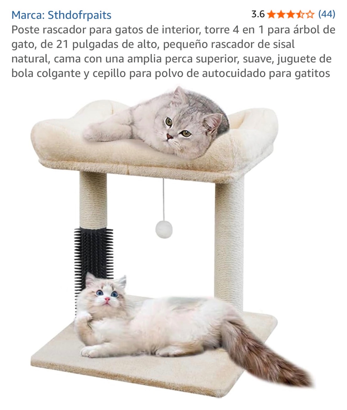Torre rascador 4 en 1 para gatos (21 pulgadas)