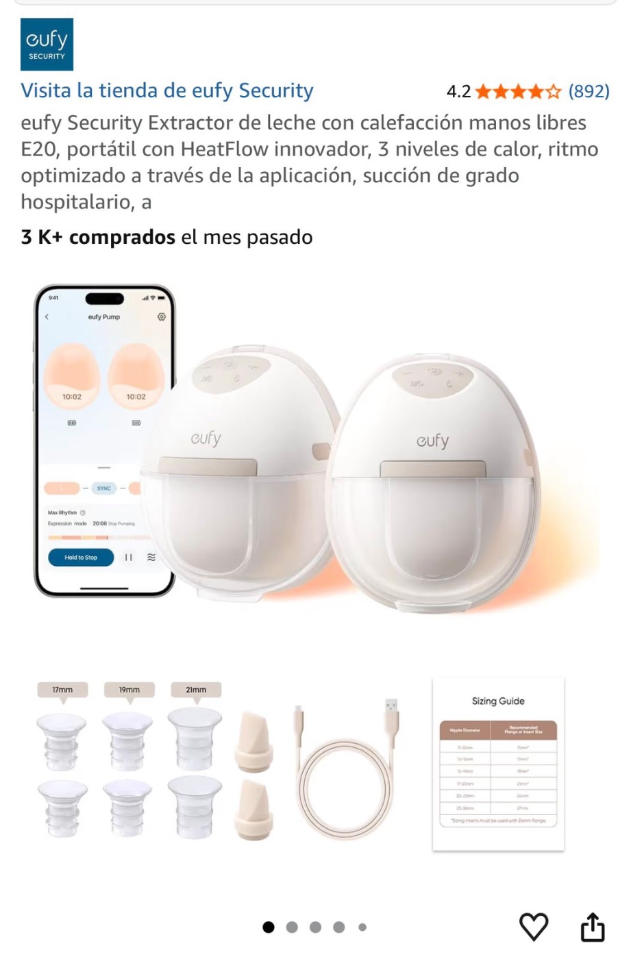 eufy Security Extractor de leche E20 con calefacción HeatFlow