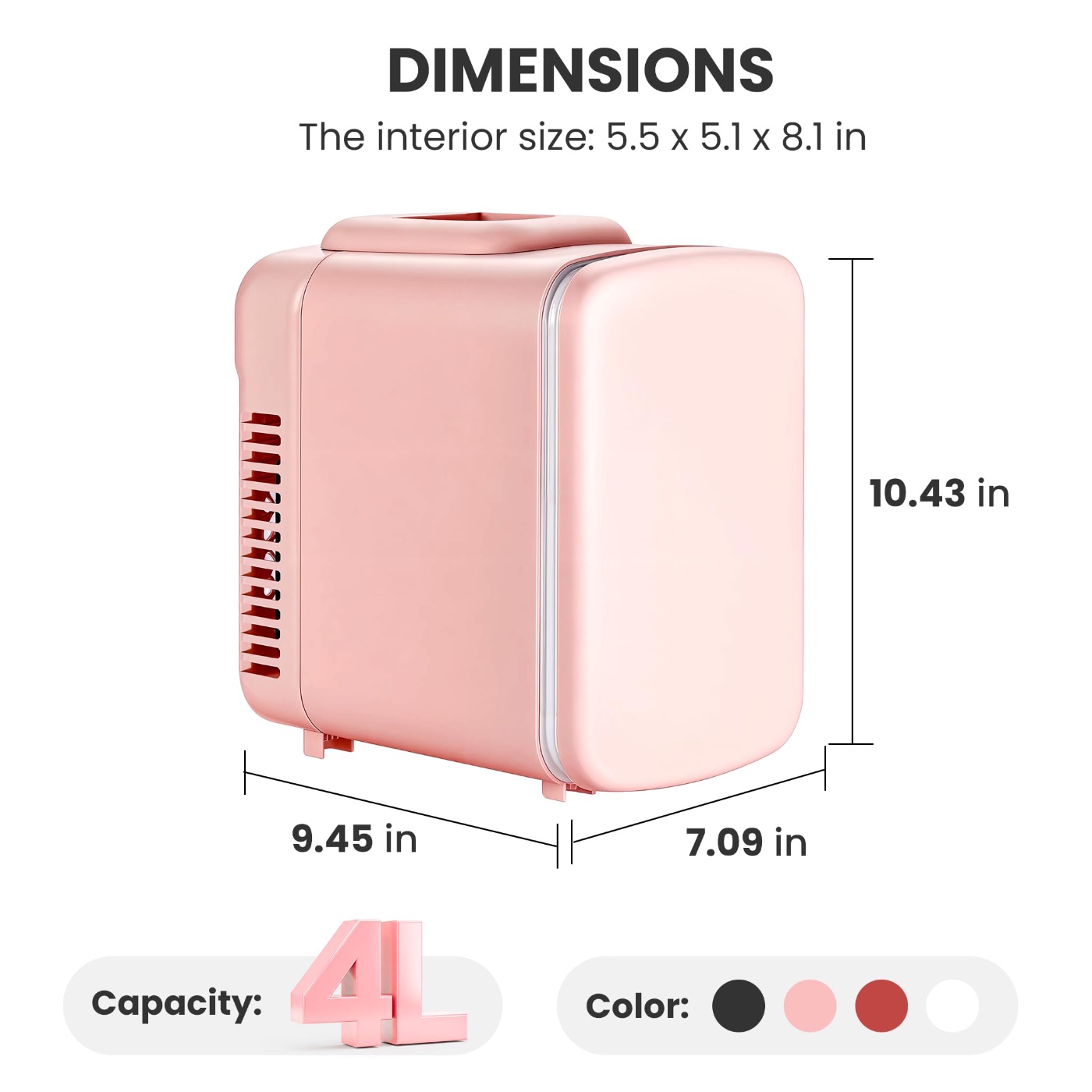 Nevera portátil mini con asa (rosa)