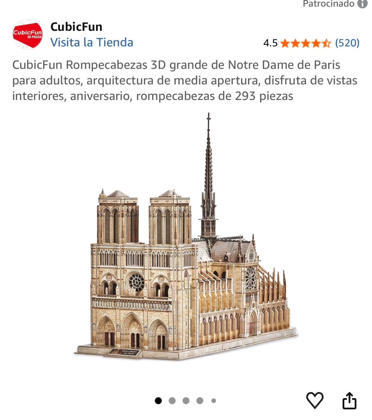 CubicFun Rompecabezas 3D Notre Dame (293 piezas)
